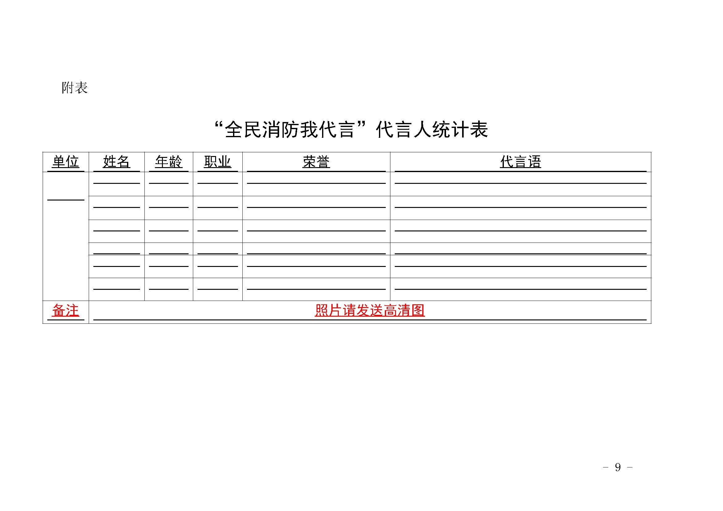 银兴安委办发〔2017〕96号关于印发《“全民消防我代言”大型公益行动方案》的通 知.doc_Page_9